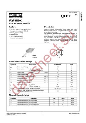 FQP3N60C datasheet  